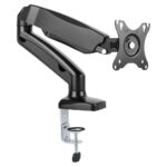 Suporte de Secretária para 1 Monitor 13" > 27" - VESA: 75x75/100x100, Peso max.: 8Kg, Tilt:+90º -90º/Swivel: +180º -180º, Rotação: 360º, Braço C/ Amortecedor a Gás Ajustável, Sistema de arrumação de cabos integrado