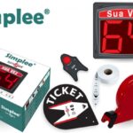 Simplee Turnopoint KIT - Kit composto por Visor 2 digitos preto com comando sem fios. Dispensador de senhas e 1 rolo de 2.000 senhas brancas