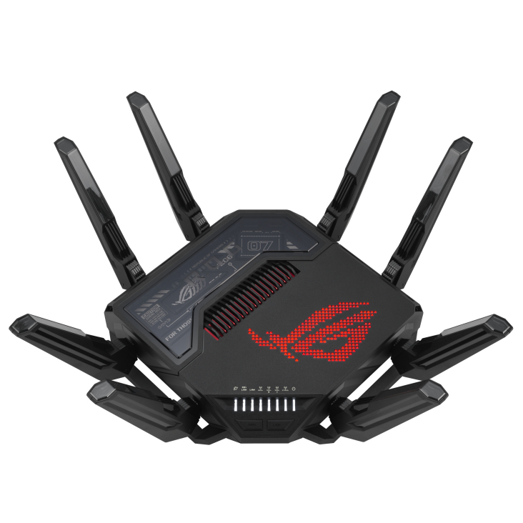 high_085add97ccf2020ee057d7a2a343e2ab.jpg ROG Rapture GT-BE98 Quad-band WiFi 7 AiMesh Extendable Gaming Router, 25Gbps, 320MHz, 4K-QAM, Dual 10G Ports, Quad 2.5G Ports, Subscription-free Network Security, VPNs, 4G LTE/5G Mobile Tethering - Image 1