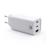 Carregador 2 x USB C e 1 x USB A, PD, QC3.0 (65W), branco