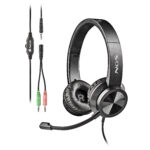 Auscultadores com fio, Jack 3,5MM & 1-2 Jack Adaptor Volume Control, Soft Earpads