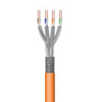 Bobine de Instalação Cat 7 S/FTP AWG23/1 CU 50mt. CPR Eca Class SOLID, Jacket: LSZH Laranja
