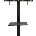 UK520B Suporte de chão universal p/ monitor/TV 32"-75", móvel com tabuleiro