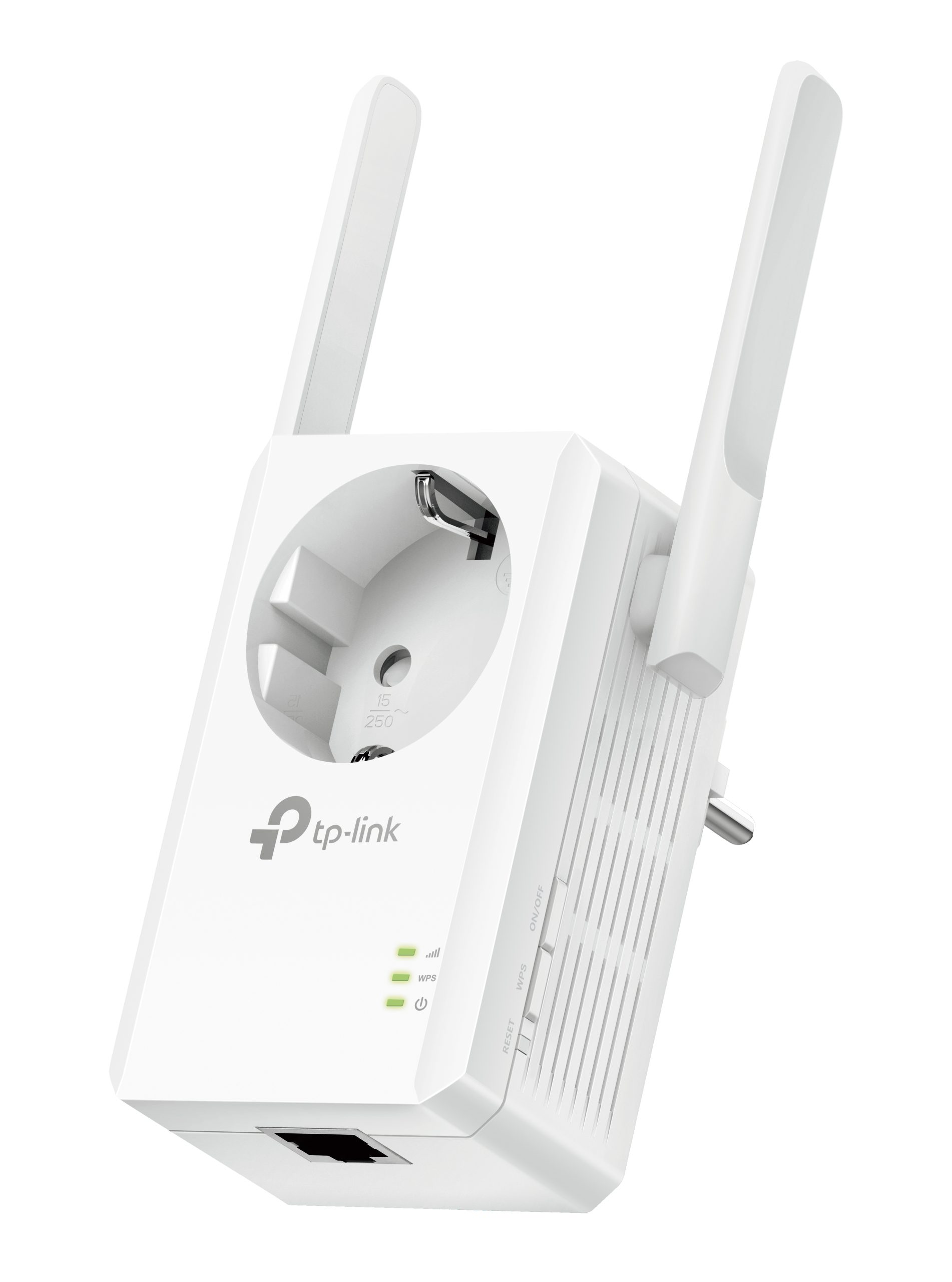 high_22527333_1238520556.jpg 300Mbps Wireless N Wall Plugged Range Extender with Pass Through, Atheros, 2T2R, 2.4GHz, 802.11n/g/b, Power on/off and Ranger Extender button, Range extender mode, with high gain external Antennas - Image 1