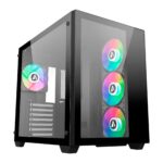 Caixa ATX Danube SAVA 285 - BLACK ARGB-Tempered Glass- 2xUSB 3.0+ 1 x TYPE C 3.1 GEN2+ HD - 4 x FAN 12CM ARGB