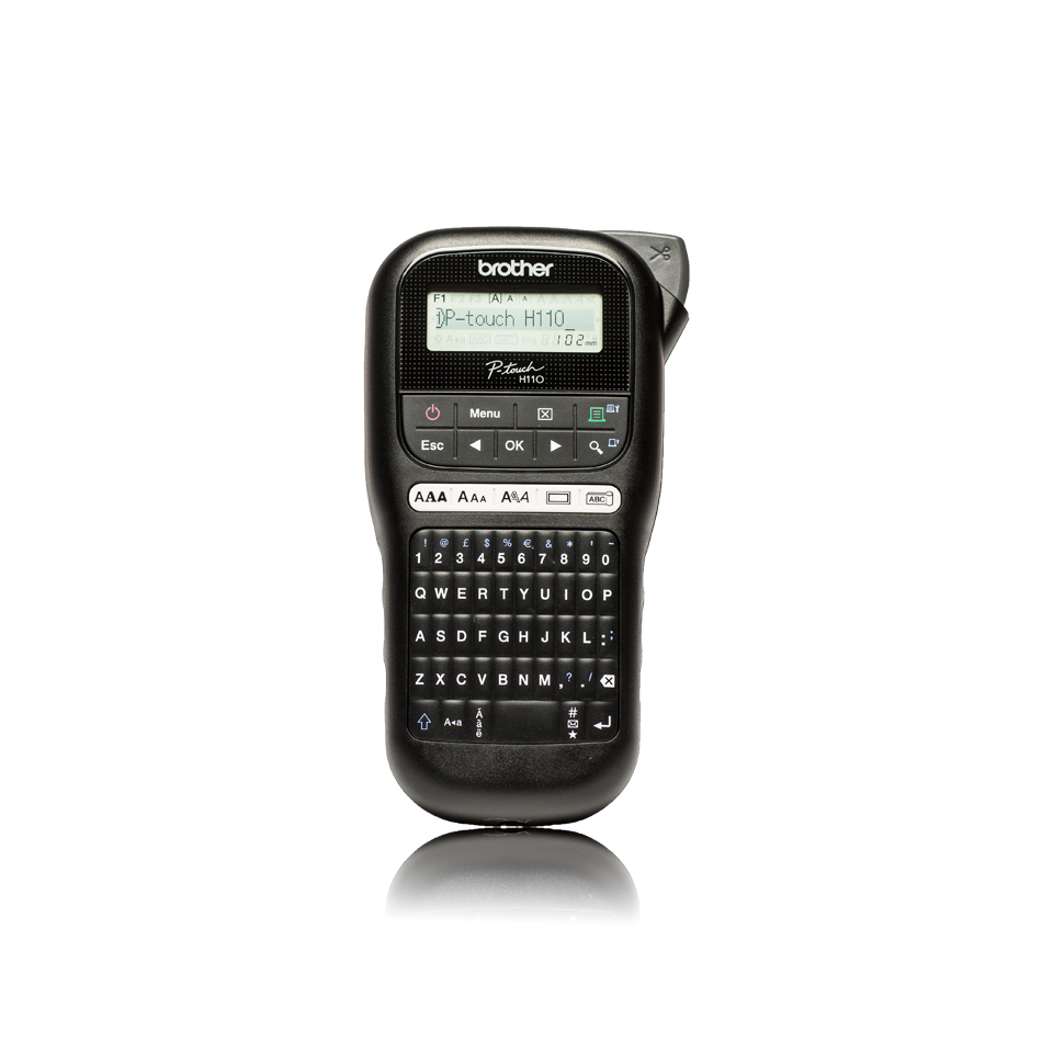 high_33251654_1639764011.jpg PTH110 - Rotuladora eletrónica de mão com desenho ergonómico para casa ou para o escritório com teclado QWERTY e visor LCD, Larguras de fitas: 3,5 / 6 / 9 / 12mm - Cor Preto - Image 1