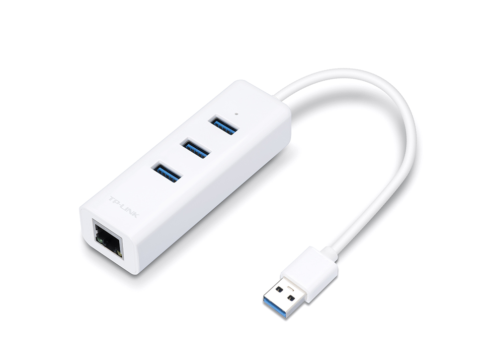 high_33477859_0564745906-1.jpg USB 3.0 to Gigabit Ethernet Network Adapter with 3-Port USB 3.0 Hub, 1 USB 3.0 connector, 1 Gigabit Ethernet port, 3 USB 3.0 ports, 2 in 1 USB adapter that adds 3 additional USB 3.0 ports and Gigabit Ethernet network connectivity to your devices - Image 1