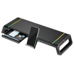 Suporte dobrável para monitor RGB com gaveta, suporte para smartphone e HUB de 4 portas USB 3.0