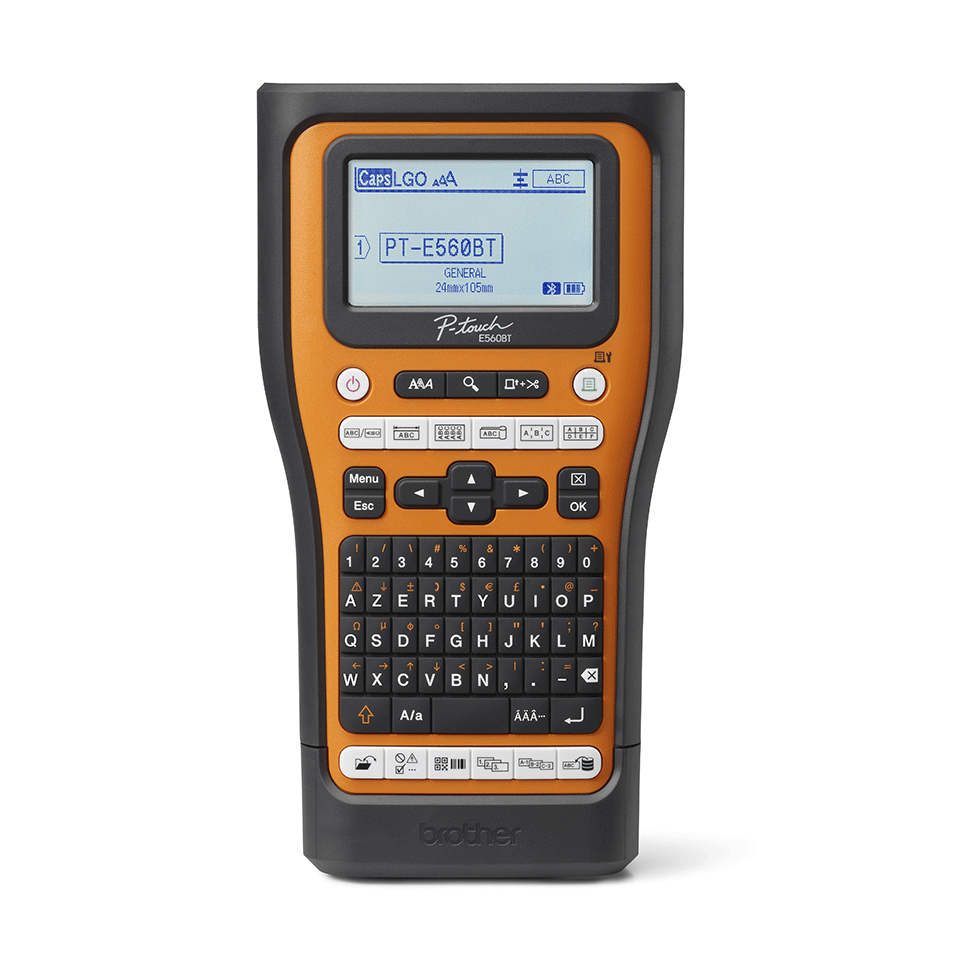 high_4bc7bfa50f99da22fb49ff96a15387895401e672.jpg PTE560BTVP - Rotuladora eletrónica profissional com conexão a PC e Bluetooth para eletricistas e instaladores. Larguras de fitas: 3,5 / 6 / 9 / 12 / 18 / 24mm. Teclado QWERTY - 2 fitas incluídas - Image 1