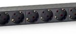 Tomada de corrente 9 bay - horizontal 1U - preto (1,8m e 19")