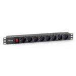 Tomada de corrente 8bay CEE7/4 w. switch, 1,8m cable, black (19")