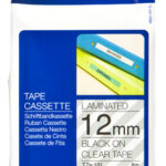 Fita Laminada de 12 mm - Transparente/Preto, para P-Touch