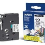 Fita Laminada de 12 mm- Branco / Preto. para rotuladora PT1280VP. para P-Touch