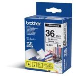 Fita Laminada de 36 mm - Branco/Preto, para P-Touch