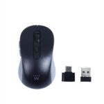 Rato Wireless 2,4hz | Recetor USB-A e USB-C  | Selecionável 800-1200-1600dpi | 1* Pilha AA | Silencioso | 107x52x38mm | Preto