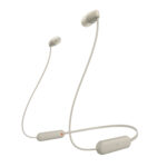 WIC-100C - Auriculares In Ear Bluetooth. O cabo assenta confortavelmente à volta do pescoço. Até 25h de autonomia. Classificação IPX44  e compatível com a app Sony. Headphones Connect. Cor : Bege