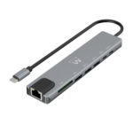 Dock Multiporta USB-C 8 em 1 USB 3.2 Gen 1 Type-C, HDMI 4K, PD 87W, USB C, 2xUSB-A, LAN, Leitor Cartões