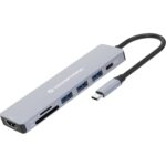 DONN19G 7-in-1 USB 3.2 Gen 1 Docking Station, HDMI, USB-A 3.0 x 3, SD, TF/MicroSD, 100W USB PD