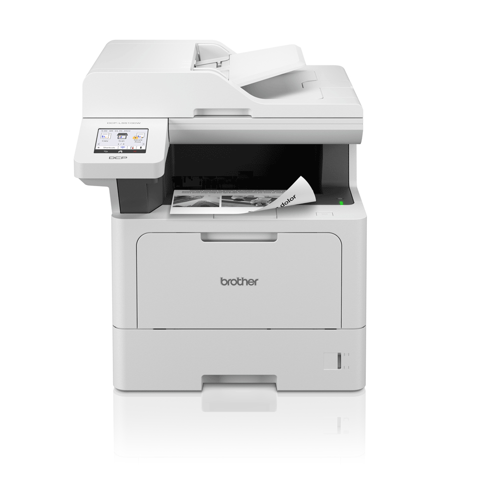 high_f9c191b92fa7d1b584f25e6dddb0725e.jpg DCP-L5510DW - Impressora multifunções laser monocromática 3 em 1 (Impressora, Copiadora e Scanner) , de uso profissional, com impressão em frente e verso e rede cablada/sem fios. Bandeja 250 folhas - Velocidade 48 ppm - Conexão móvel e cloud - Segurança - Image 1
