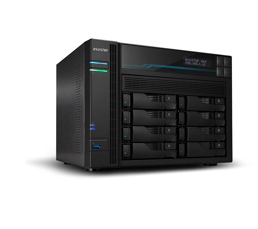 high_77108463_3756733072.jpg Asustor Lockerstor 8 (AS6508T), 8 Bay NAS,Intel ATOM C3538 Quad-Core, 8GB DDR4, 10 GbE x 2, 2.5 GbE x 2, USB 3.2 Gen-1 x 2, M.2 SSD (2280/2260/2242 SATA/PCIe SSD) x 2, with lockable tray, AES-NI hardware encryption, MyArchive, SSD Caching, Snapshot - Image 1