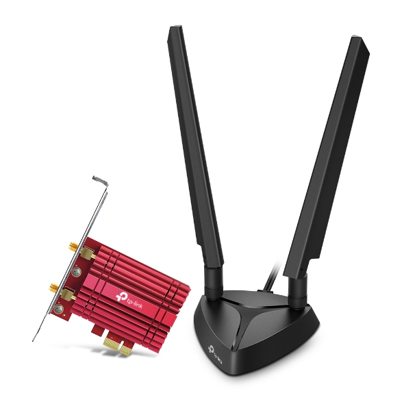 high_96567202_8658652917.jpg AXE5400 Tri-Band Wi-Fi 6E Bluetooth PCI Express Adapter - 2× High Gain Tri-Band External Antennas, Include High Gain Tri-Band Antennas with Extension Cable & Magnet Base - Image 1