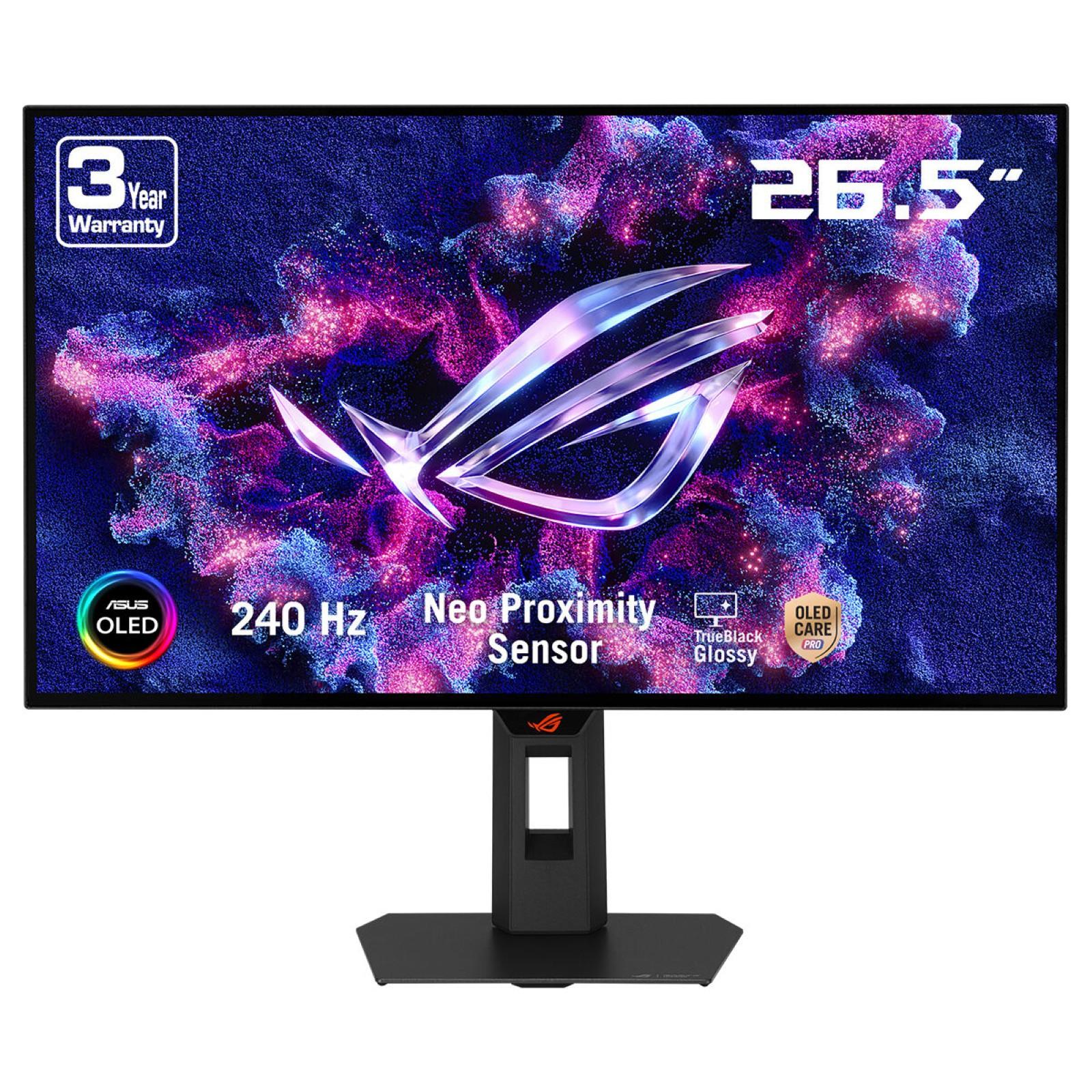 high_315fcba3fba5dad6a5f87a00065b048920f76259.jpg ROG Strix OLED Gen2 gaming monitor - 27'' (26.5 viewable) 1440p TrueBlack Glossy OLED, 240 Hz, 0.03 ms, Neo Proximity Sensor, ASUS OLED Care Pro, ELMB, G-SYNC® compatible, 99% DCI-P3, and DisplayWidget Center - Image 1