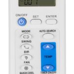Remote control for Air conditioning with Wall mount fixing support (2x AAA included)